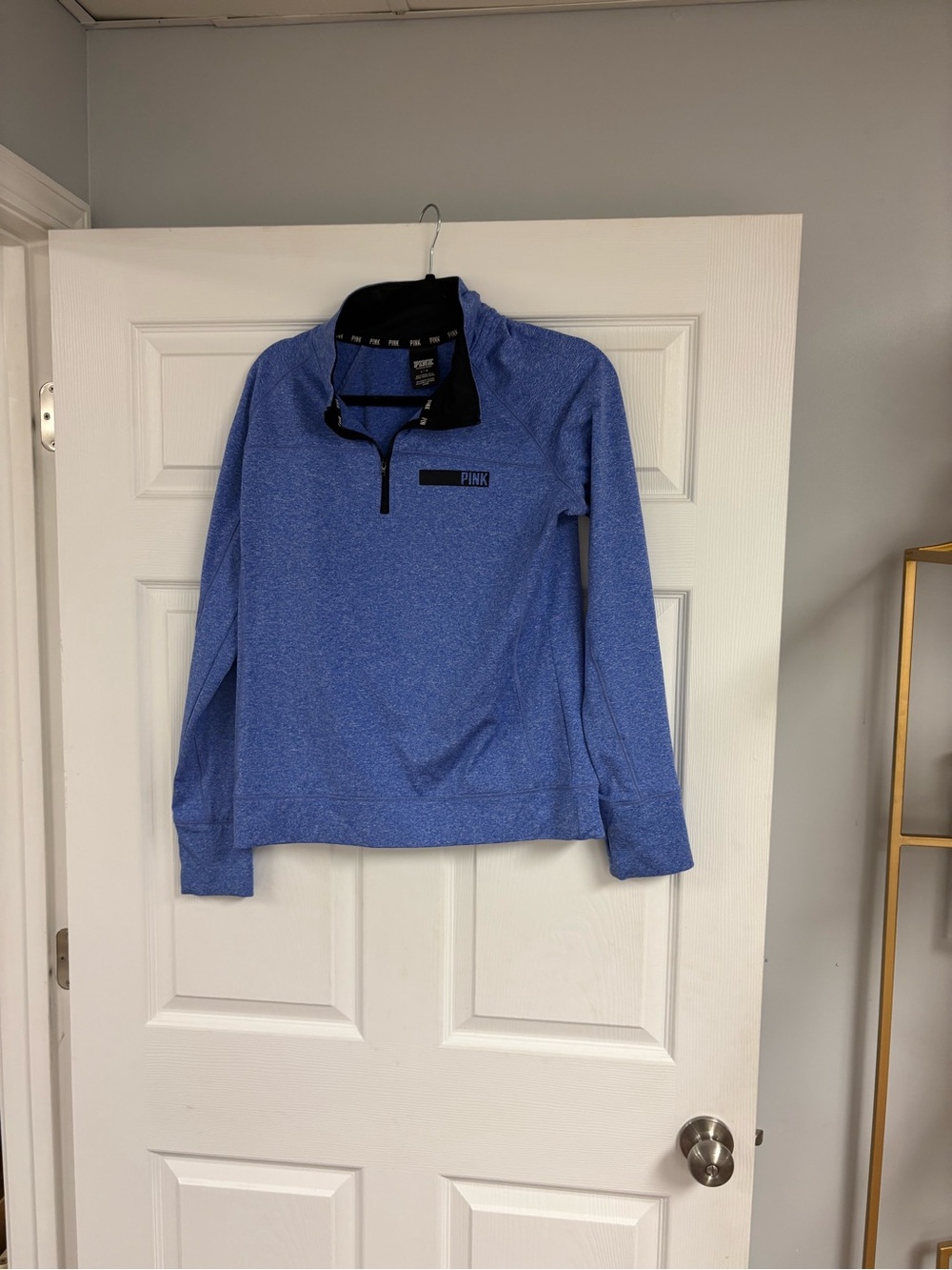 PINK Victoria's Secret Heathered Blue Quarter-Zip Pullover